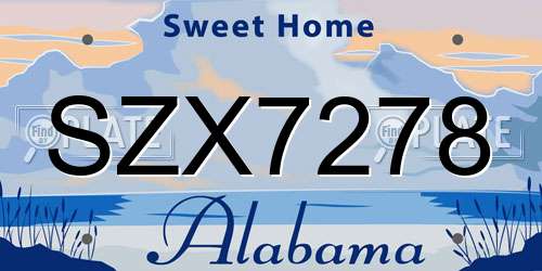 SZX7278 Alabama License Plate