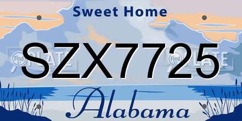 SZX7725 Alabama License Plate