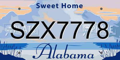 SZX7778 Alabama License Plate
