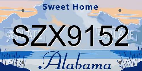 SZX9152 Alabama License Plate