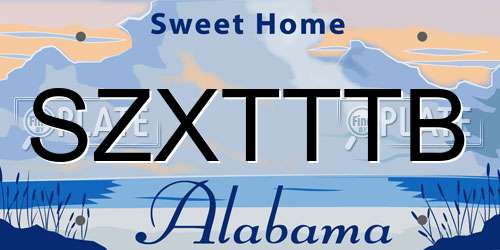SZXTTTB Alabama License Plate