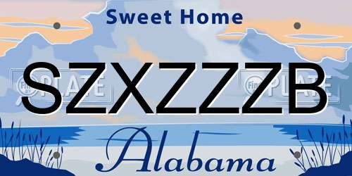 SZXZZZB Alabama License Plate