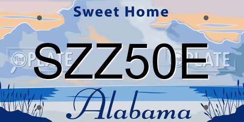 SZZ50E Alabama License Plate