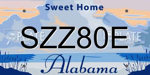 SZZ80E Alabama License Plate