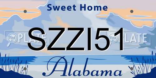 SZZI51 Alabama License Plate