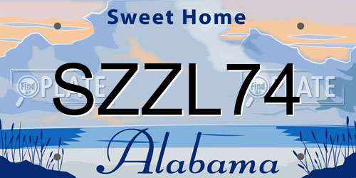 SZZL74 Alabama License Plate