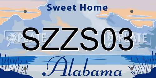 SZZS03 Alabama License Plate