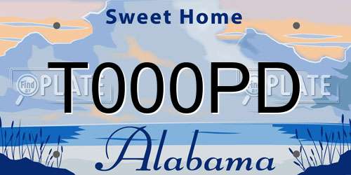 T000PD Alabama License Plate