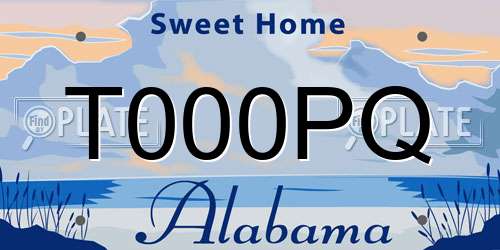 T000PQ Alabama License Plate