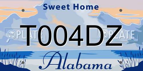 T004DZ Alabama License Plate