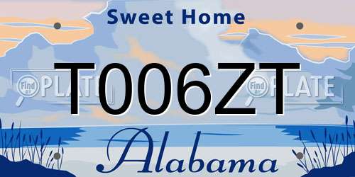 T006ZT Alabama License Plate