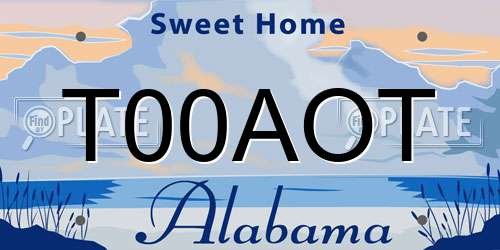 T00AOT Alabama License Plate