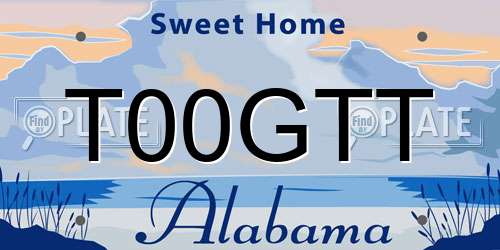 T00GTT Alabama License Plate