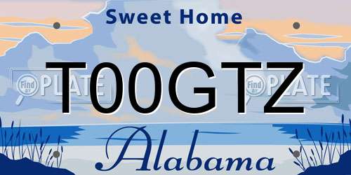 T00GTZ Alabama License Plate