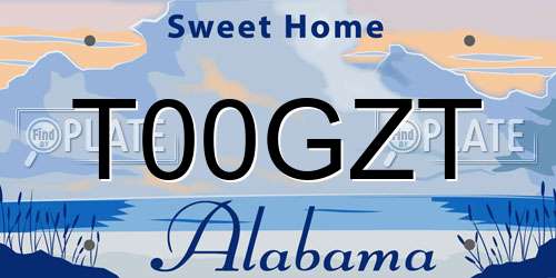 T00GZT Alabama License Plate