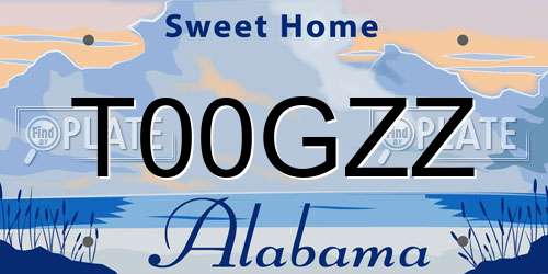 T00GZZ Alabama License Plate