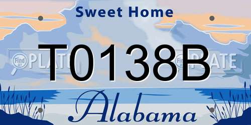 T0138B Alabama License Plate