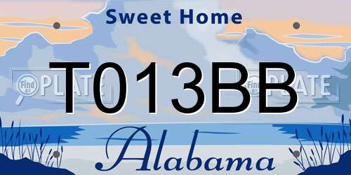 T013BB Alabama License Plate