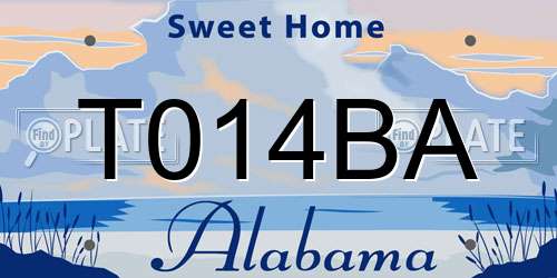 T014BA Alabama License Plate