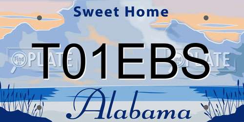 T01EBS Alabama License Plate