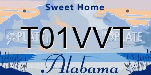 T01VVT Alabama License Plate