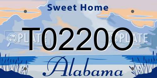 T0220O Alabama License Plate