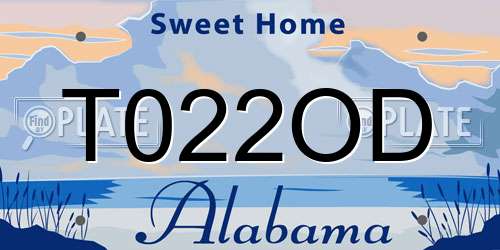 T022OD Alabama License Plate
