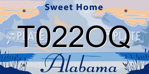 T022OQ Alabama License Plate