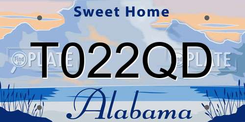 T022QD Alabama License Plate