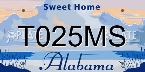 T025MS Alabama License Plate