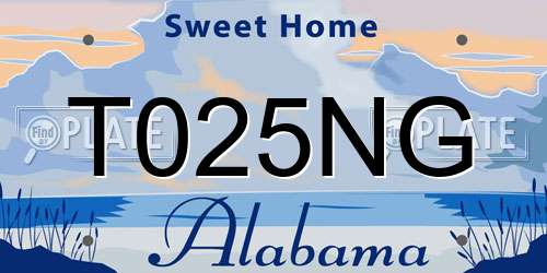 T025NG Alabama License Plate