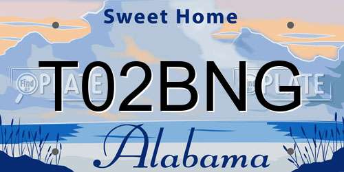 T02BNG Alabama License Plate