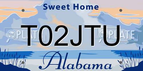 T02JTU Alabama License Plate