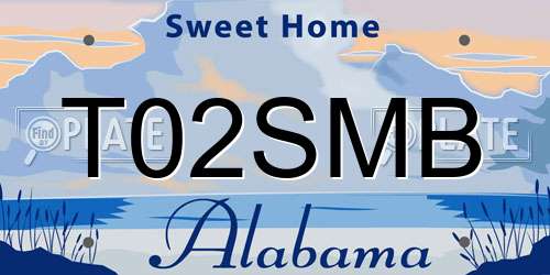 T02SMB Alabama License Plate