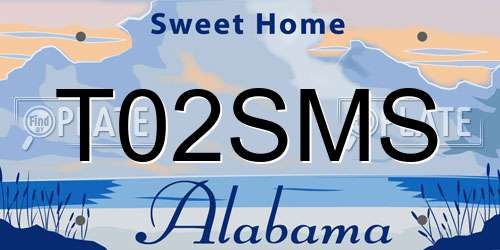 T02SMS Alabama License Plate