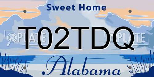 T02TDQ Alabama License Plate