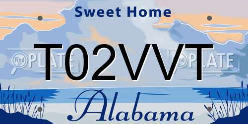 T02VVT Alabama License Plate