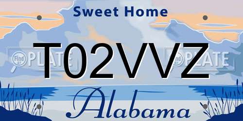 T02VVZ Alabama License Plate