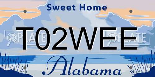 T02WEE Alabama License Plate
