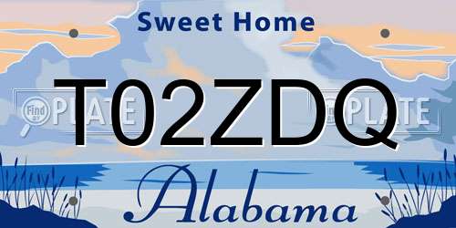 T02ZDQ Alabama License Plate