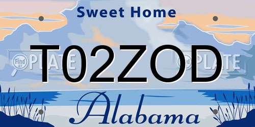T02ZOD Alabama License Plate
