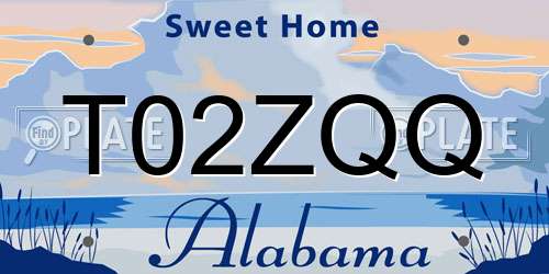 T02ZQQ Alabama License Plate