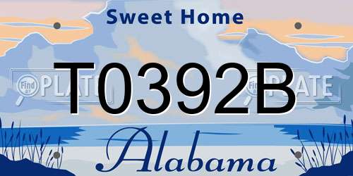 T0392B Alabama License Plate