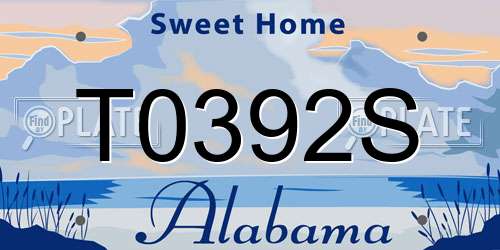 T0392S Alabama License Plate