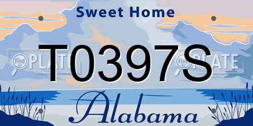 T0397S Alabama License Plate