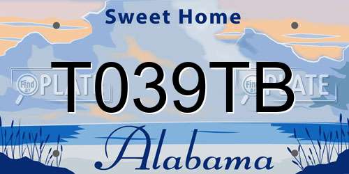 T039TB Alabama License Plate