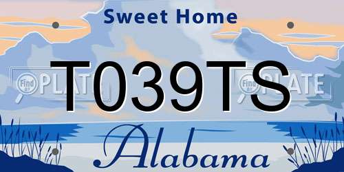 T039TS Alabama License Plate