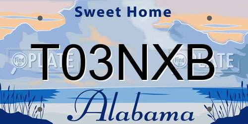 T03NXB Alabama License Plate