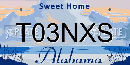T03NXS Alabama License Plate