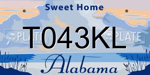 T043KL Alabama License Plate